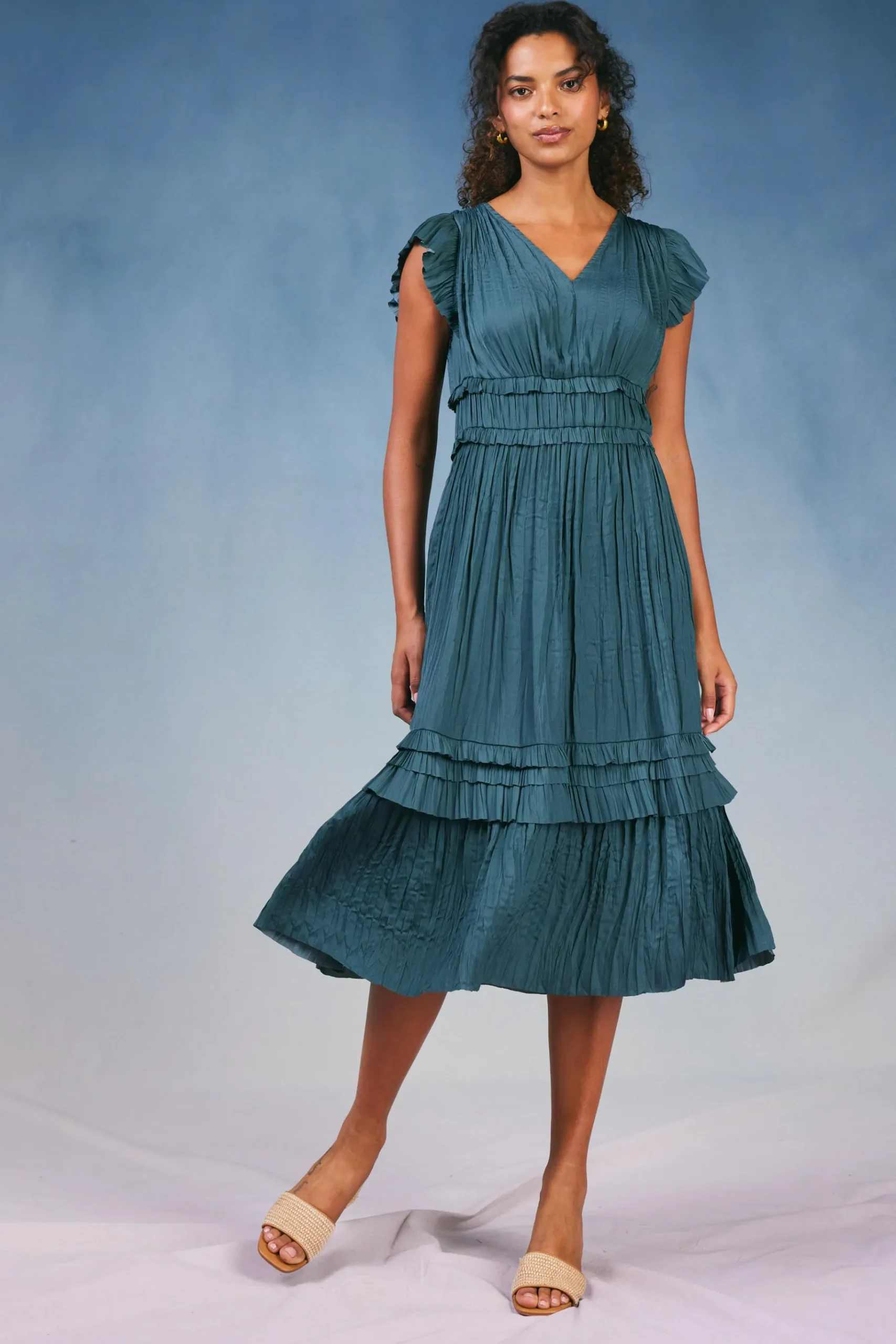 Best Sereia Pleated Midi Dress Women Midi Dresses