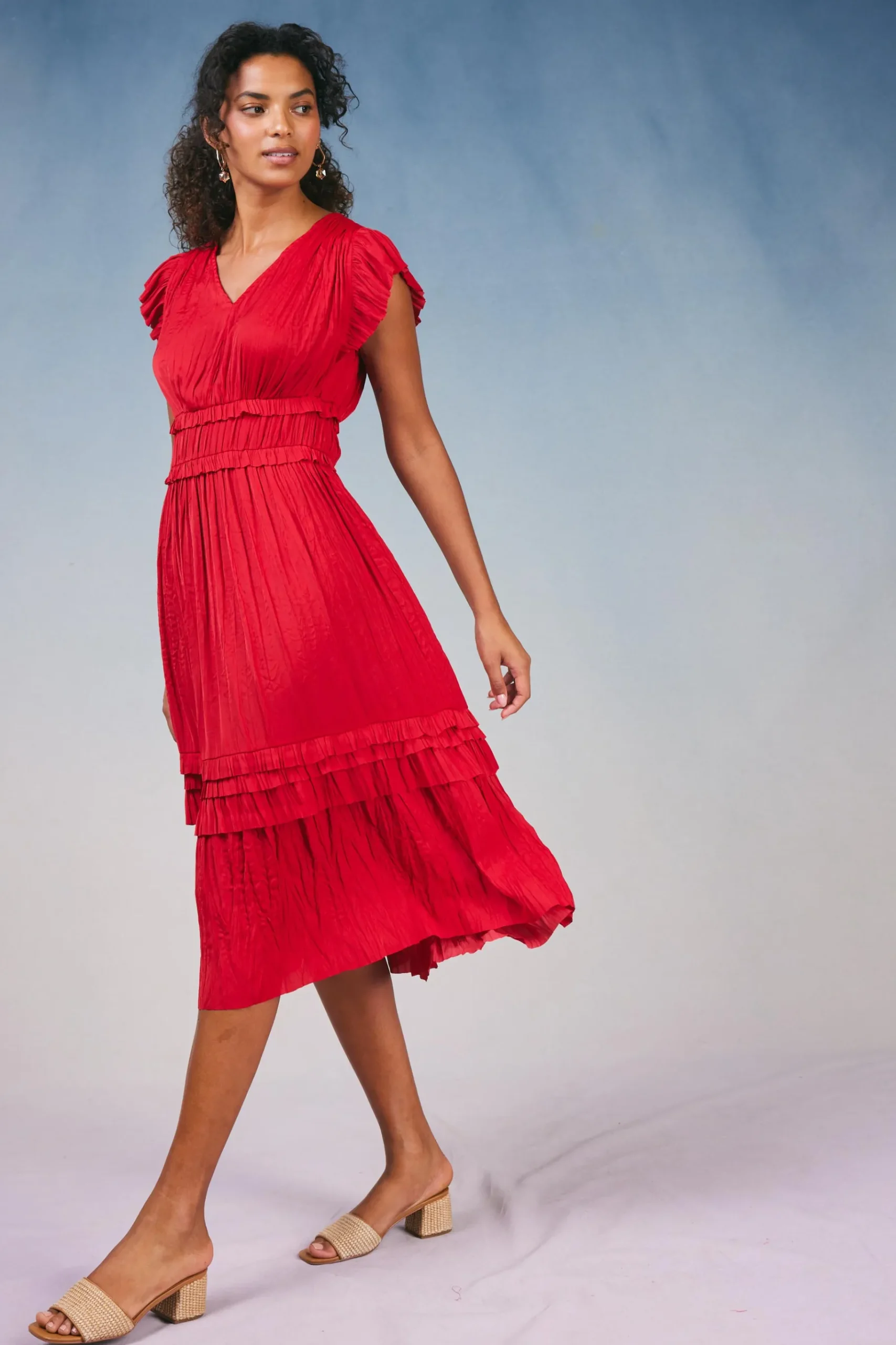 Best Sereia Pleated Midi Dress Women Midi Dresses