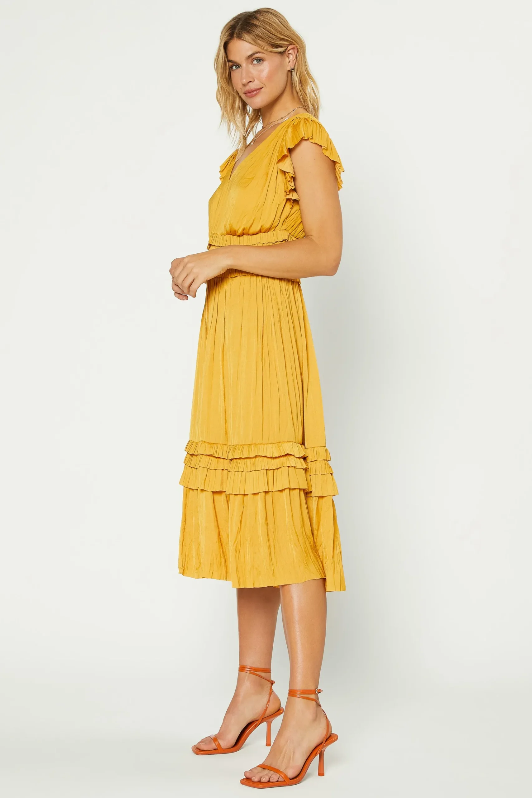 New Sereia Pleated Midi Dress Women Midi Dresses