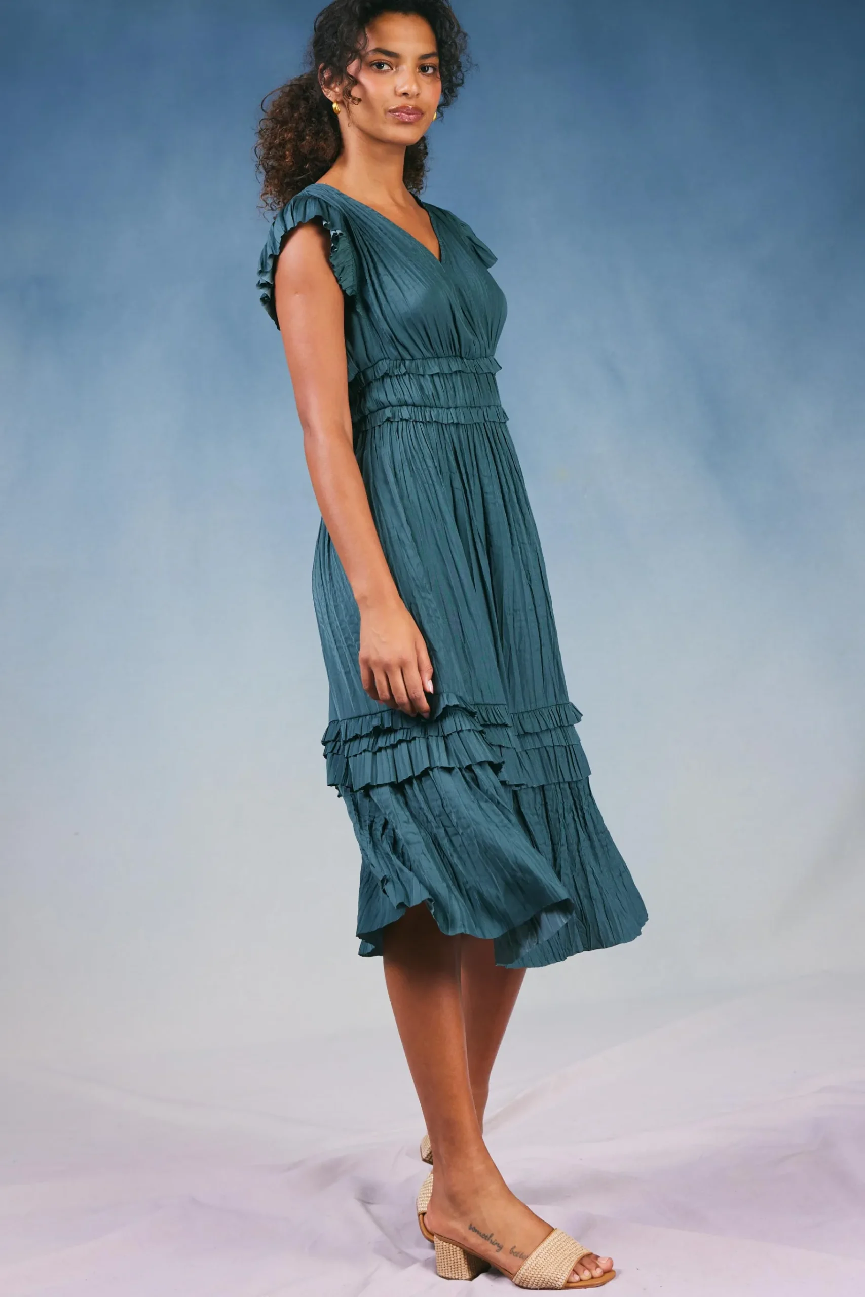 Best Sereia Pleated Midi Dress Women Midi Dresses