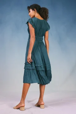 Best Sereia Pleated Midi Dress Women Midi Dresses