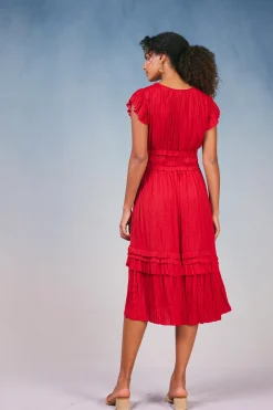 Best Sereia Pleated Midi Dress Women Midi Dresses