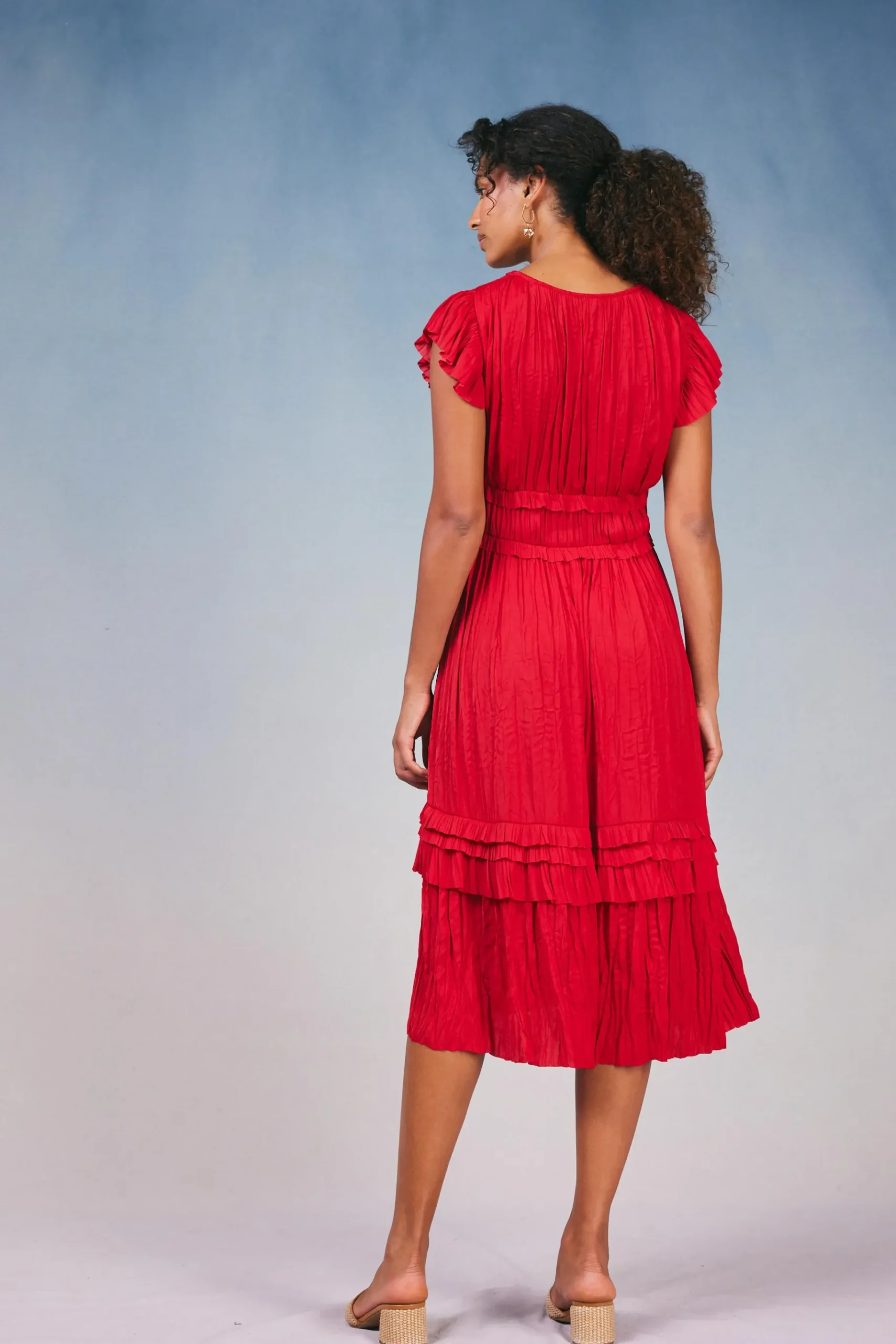 Best Sereia Pleated Midi Dress Women Midi Dresses