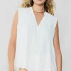 Sale Shirred Sleeveless Top Women Sleeveless Tops