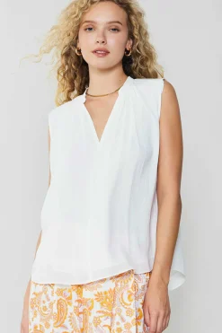Sale Shirred Sleeveless Top Women Sleeveless Tops