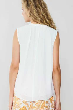 Sale Shirred Sleeveless Top Women Sleeveless Tops