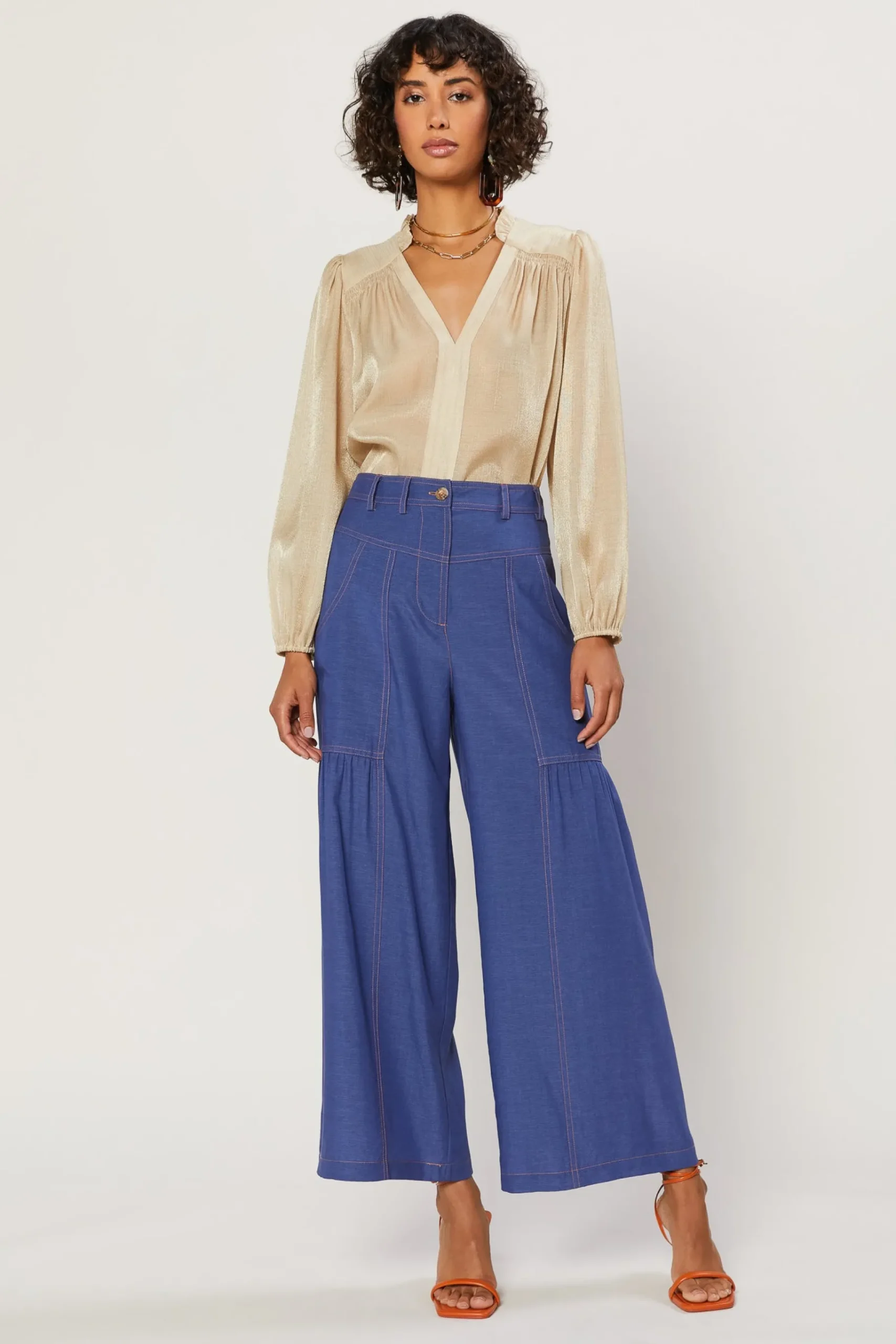 Sale Shirred Wide Leg Pants Women Pants