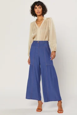 Sale Shirred Wide Leg Pants Women Pants