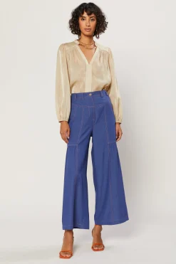 Sale Shirred Wide Leg Pants Women Pants