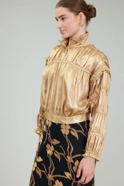 Best Shirred Zip Up Jacket Women Coats & Jackets