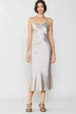 Sale Silk Bias Midi Dress Women Midi Dresses