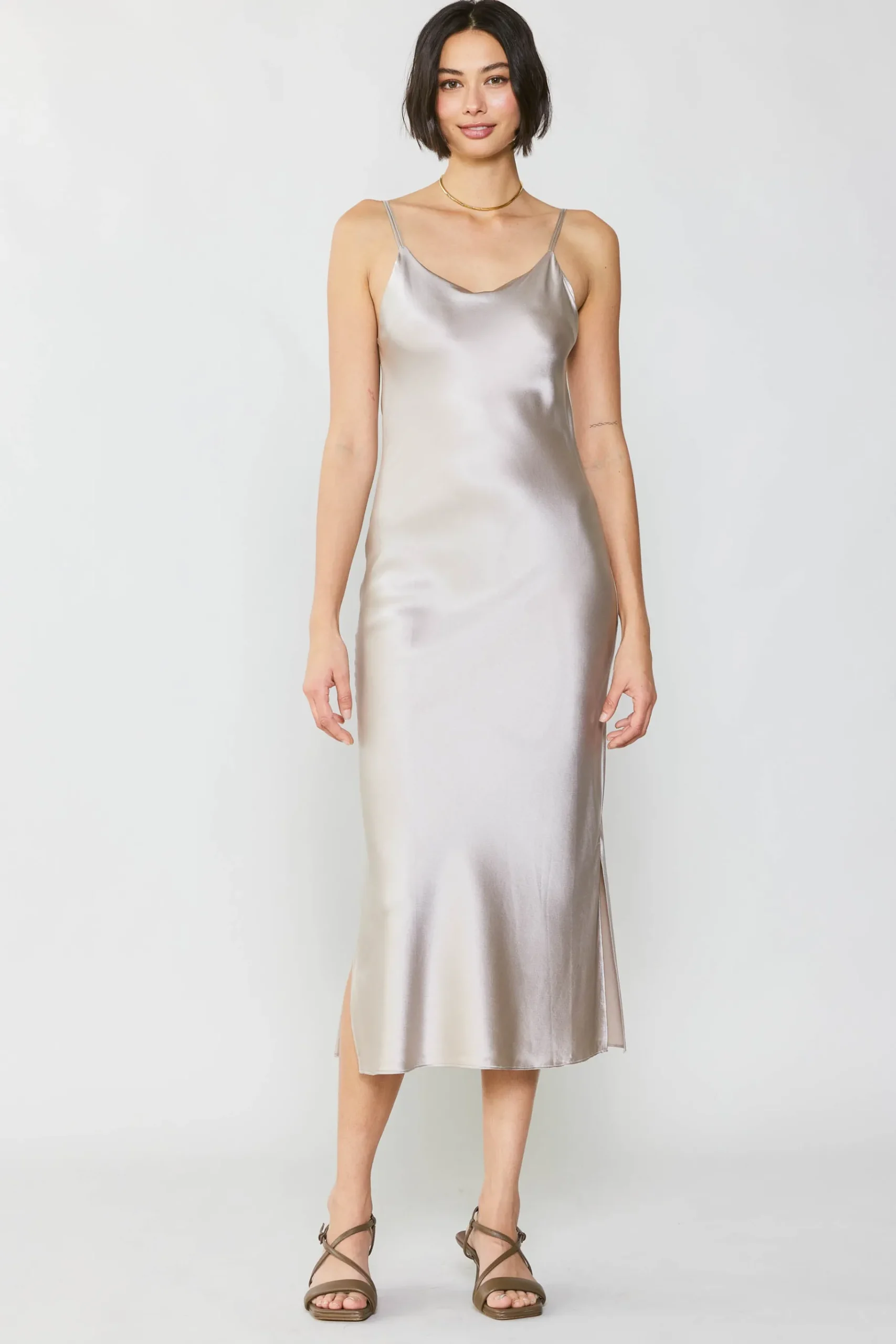 Sale Silk Bias Midi Dress Women Midi Dresses