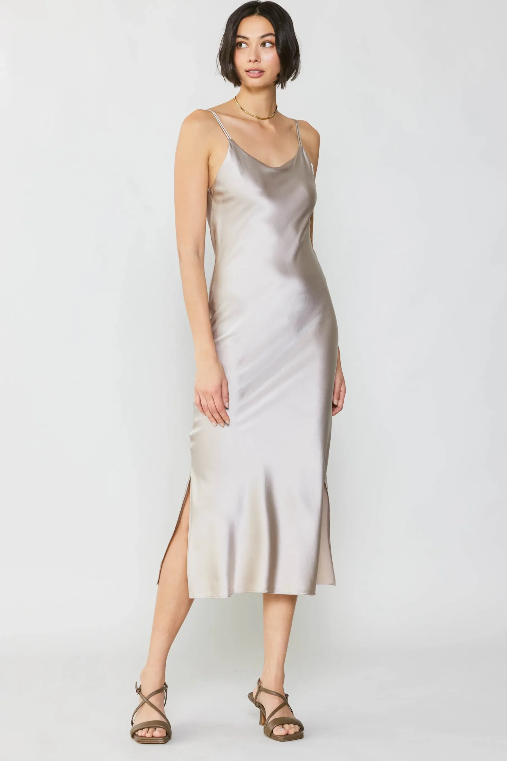 Sale Silk Bias Midi Dress Women Midi Dresses