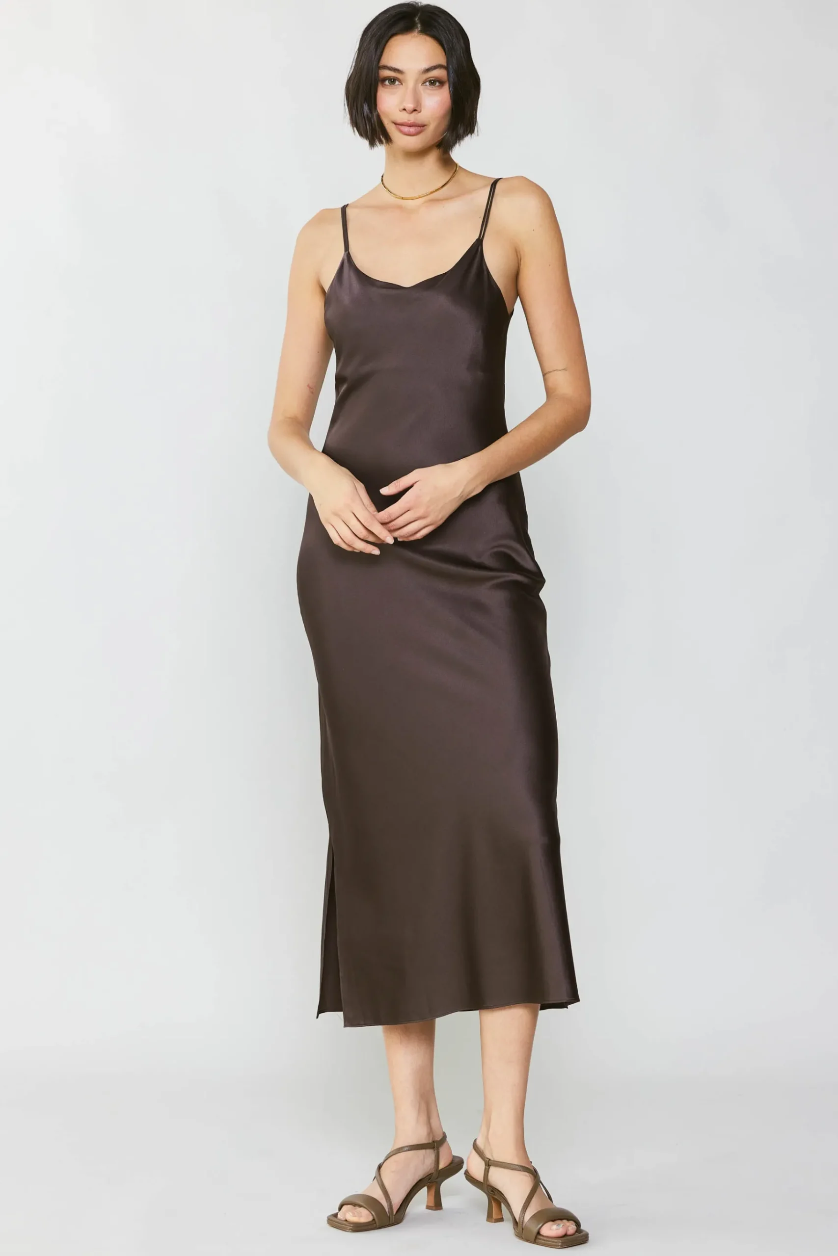 Sale Silk Bias Midi Dress Women Midi Dresses