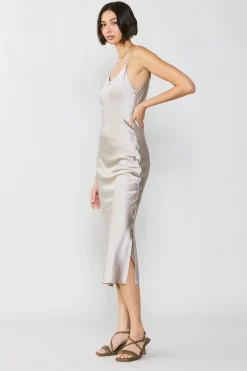 Sale Silk Bias Midi Dress Women Midi Dresses
