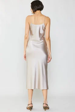 Sale Silk Bias Midi Dress Women Midi Dresses