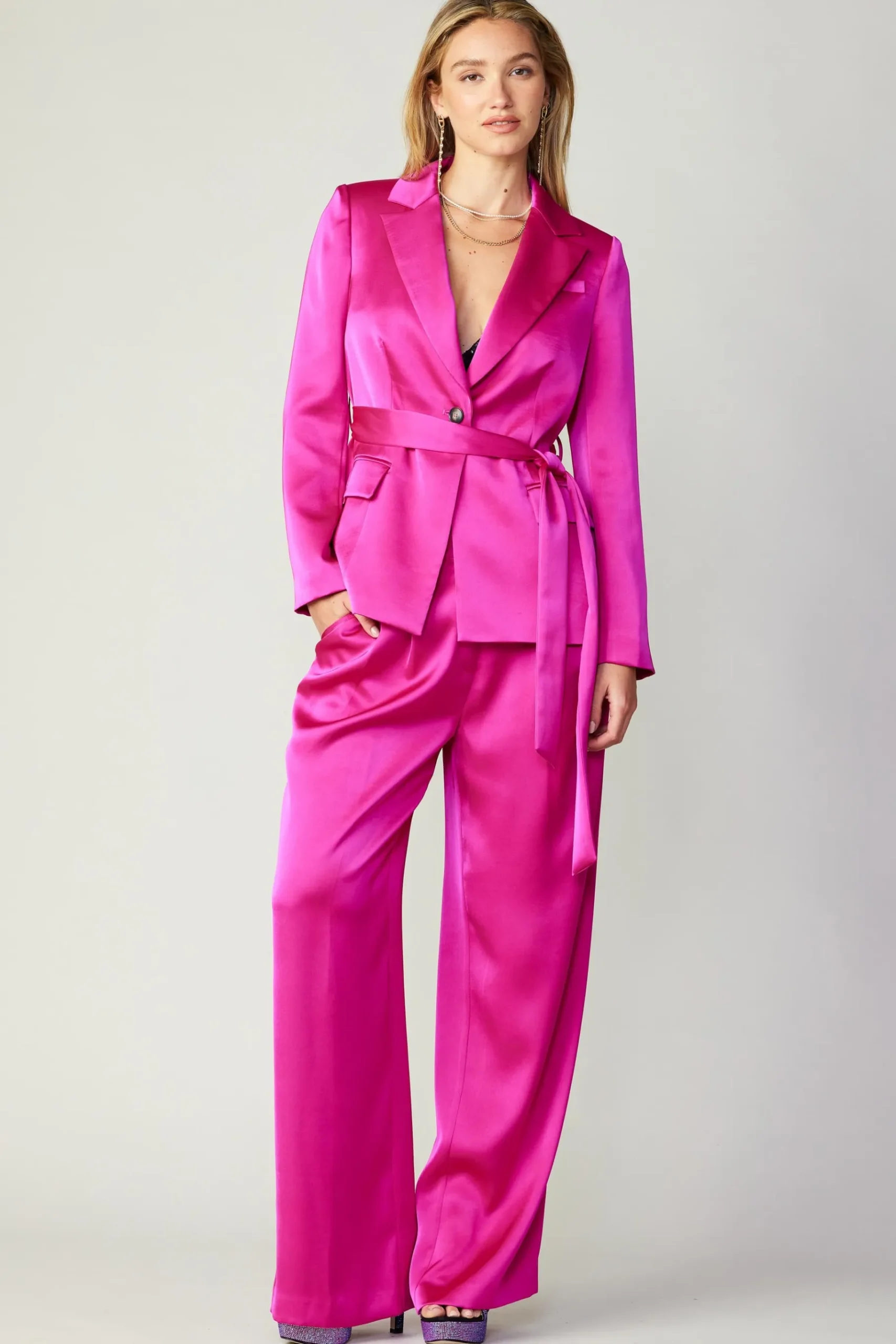 New Silky Belted Blazer Women Coats & Jackets