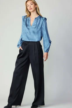 Online Silky Pintucked Trousers Women Pants