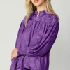 Hot Smocked Cuff Blouse Women Long Sleeve Tops