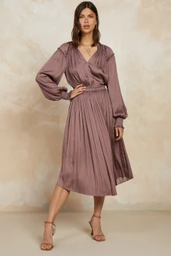 New Smocked Cuff Midi Dress Women Midi Dresses