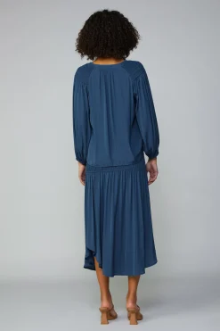 Clearance Smocked Shoulder Button Blouse Women Long Sleeve Tops