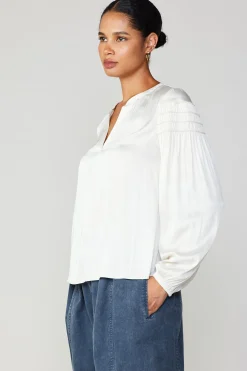 Clearance Smocked Sleeve Blouse Women Long Sleeve Tops