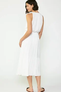 Fashion Smocked Waist Halter Midi Dress Women Midi Dresses