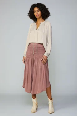 Best Smocked Waist Midi Skirt Women Skirts