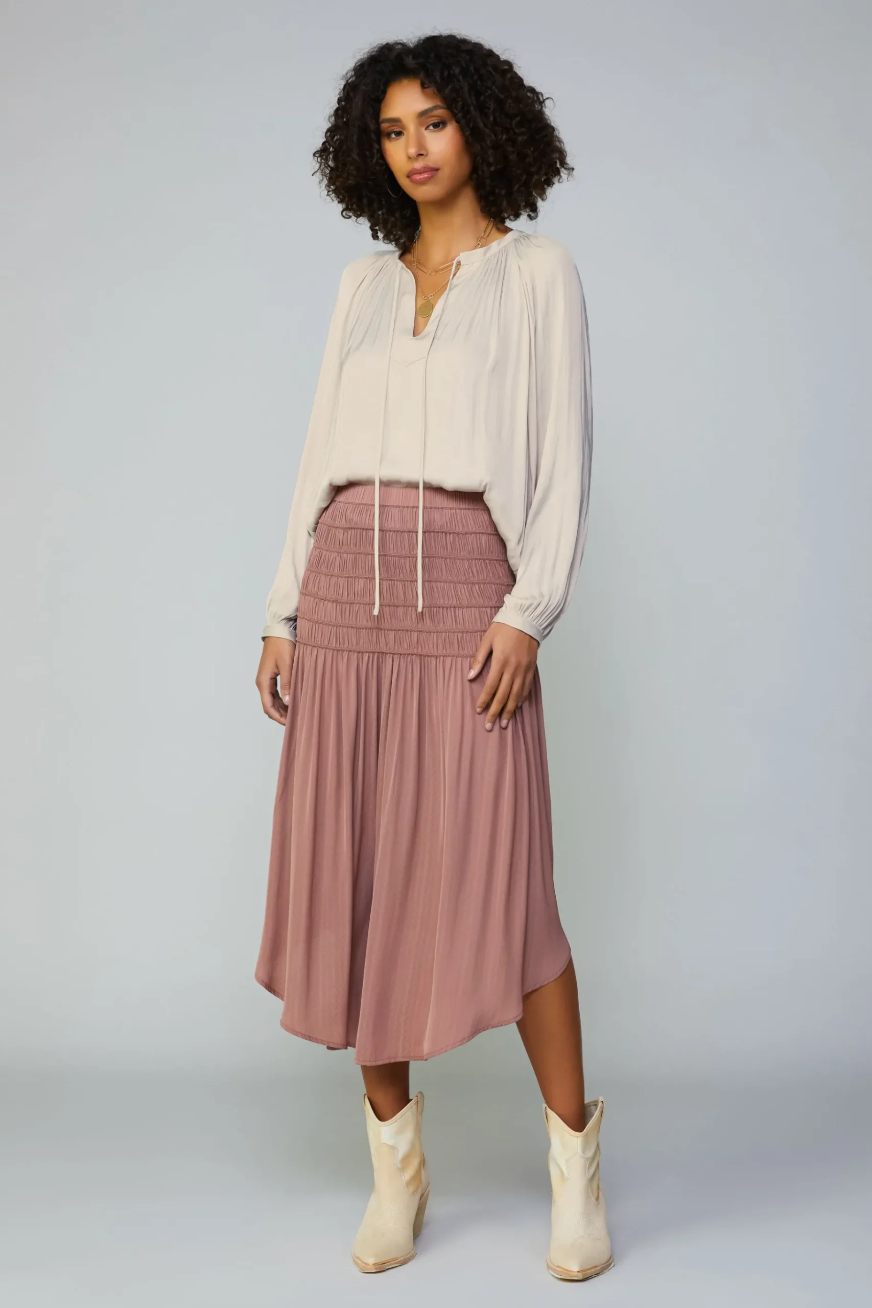 Best Smocked Waist Midi Skirt Women Skirts