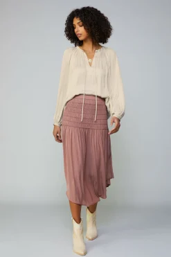 Best Smocked Waist Midi Skirt Women Skirts