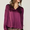 New Smocked Yoke Blouse Women Long Sleeve Tops