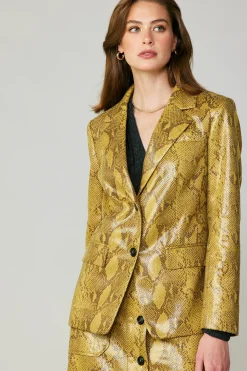 Outlet Snakeskin Welt Pocket Blazer Women Coats & Jackets