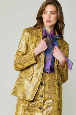 Outlet Snakeskin Welt Pocket Blazer Women Coats & Jackets