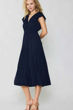 Outlet Sophia Flutter Sleeve Midi Dress Women Midi Dresses