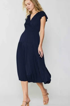 Outlet Sophia Flutter Sleeve Midi Dress Women Midi Dresses