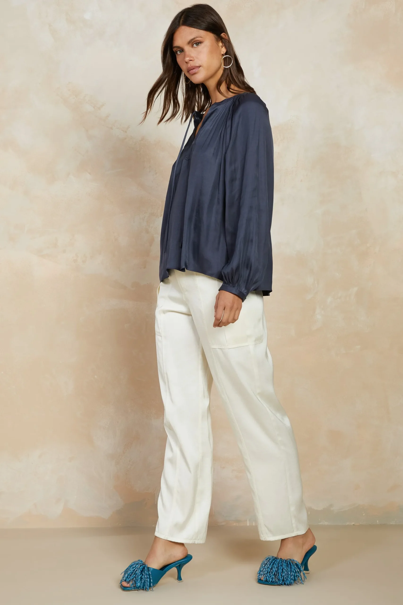 Fashion Split Neck Long Sleeve Top Women Long Sleeve Tops