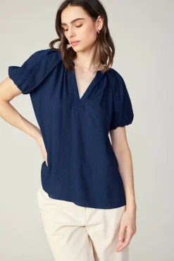 Sale Split Neckline Top Women Short Sleeve Tops
