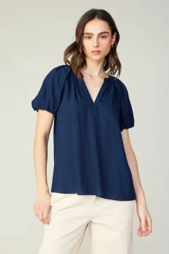 Sale Split Neckline Top Women Short Sleeve Tops