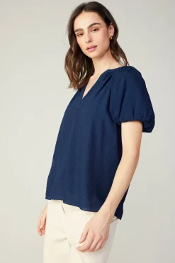 Sale Split Neckline Top Women Short Sleeve Tops