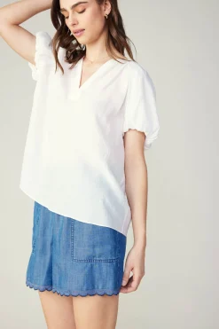 New Split Neckline Top Women Short Sleeve Tops