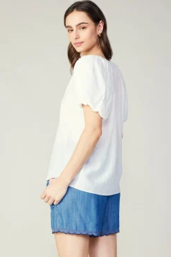 New Split Neckline Top Women Short Sleeve Tops