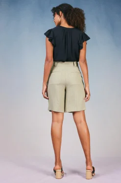 Discount Striped Knee Length Shorts Women Shorts
