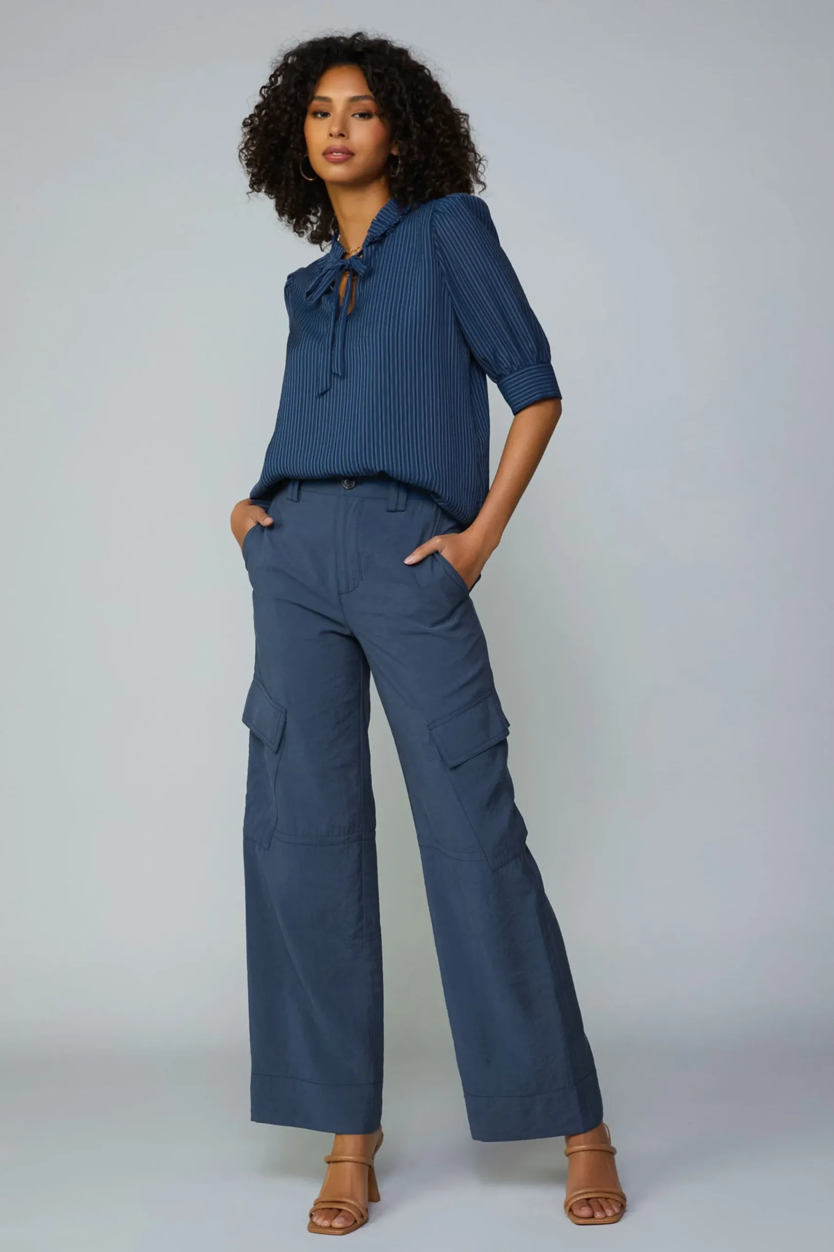 Online Striped Structured Sleeve Blouse Women Short Sleeve Tops