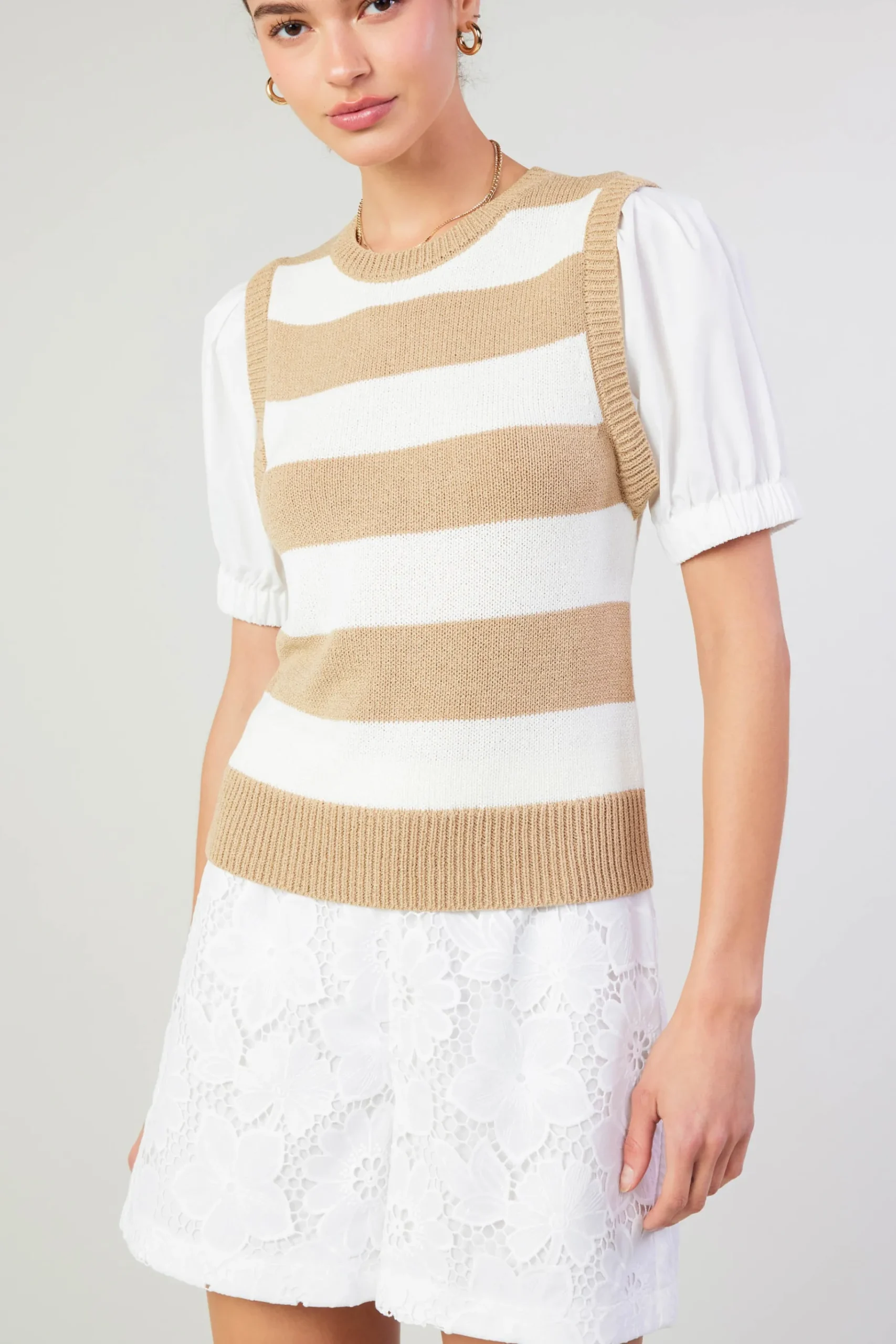 Best Striped Sweater Top Women Knitwear | Short Sleeve Tops