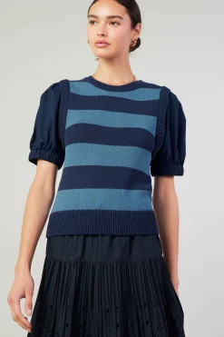 Clearance Striped Sweater Top Women Knitwear | Short Sleeve Tops