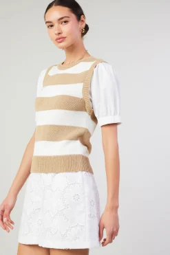 Best Striped Sweater Top Women Knitwear | Short Sleeve Tops