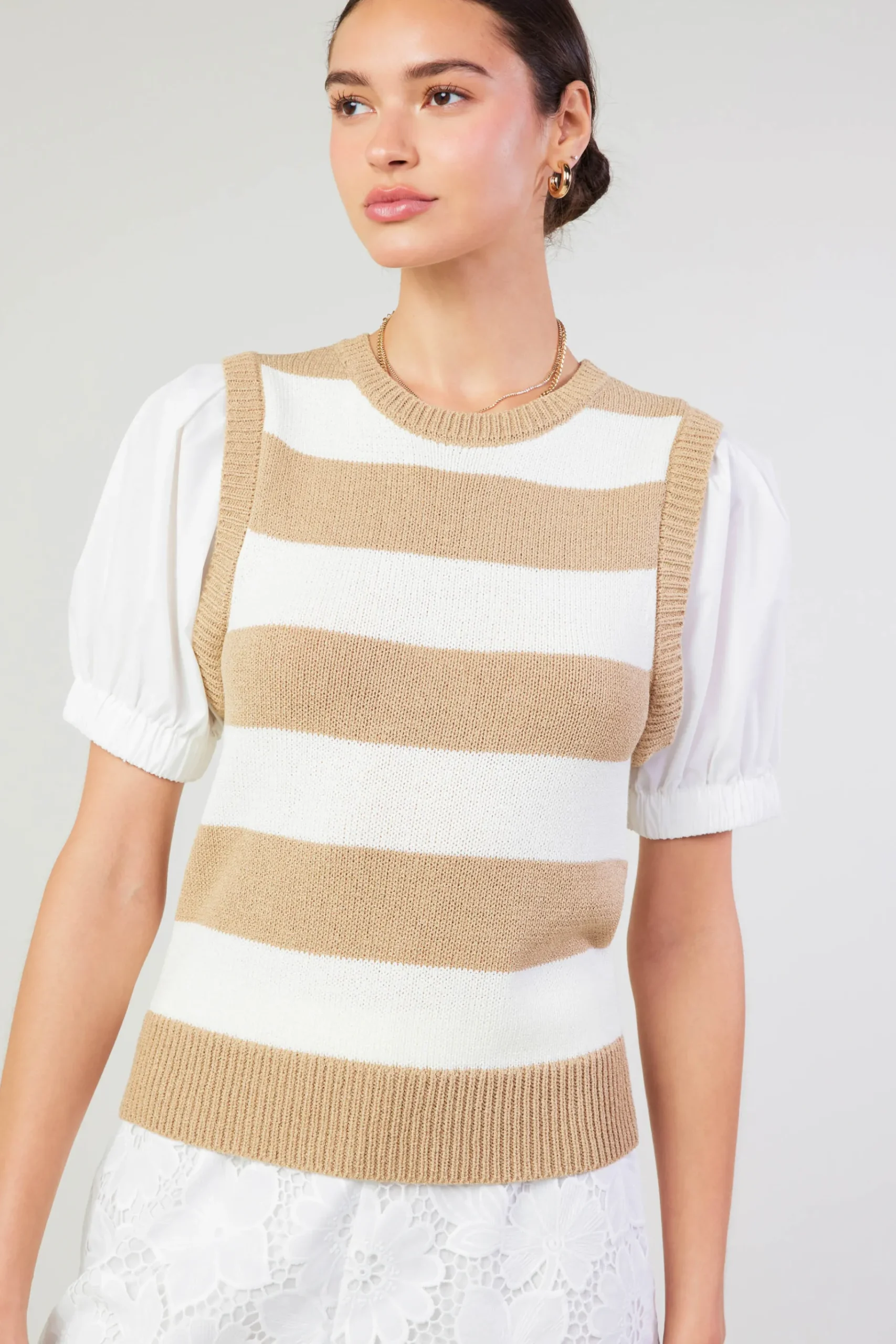 Best Striped Sweater Top Women Knitwear | Short Sleeve Tops