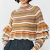 Discount Striped Tiered Sleeve Sweater Women Sweaters
