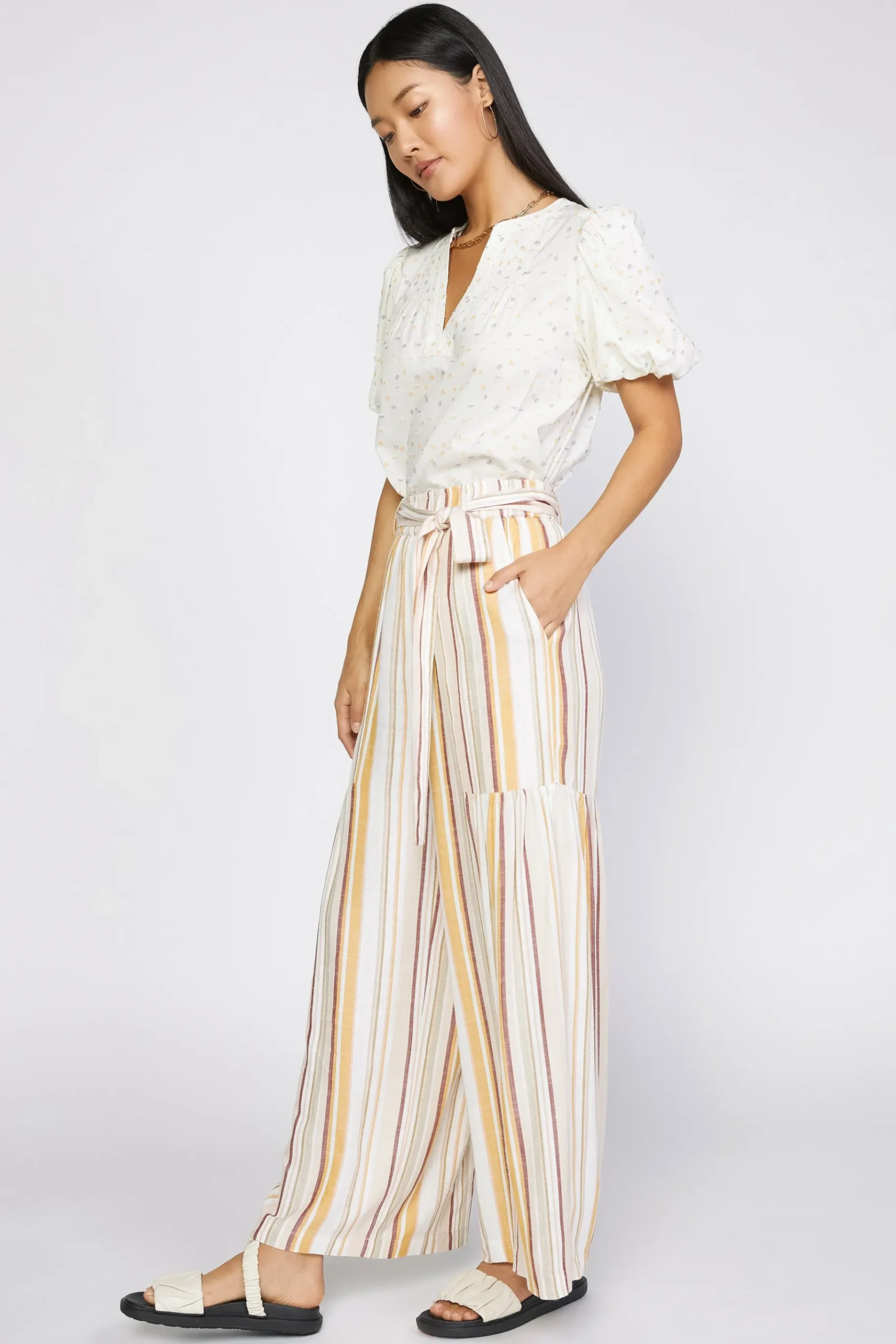 Sale Striped Wide Leg Pant Women Pants