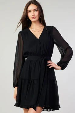 Hot Surplice Mini Dress Women Mini Dresses
